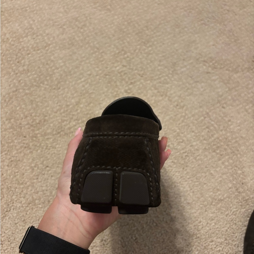 Louis Vuitton Men's Dark Brown Suede Penny Loafers - Picture 7 of 14